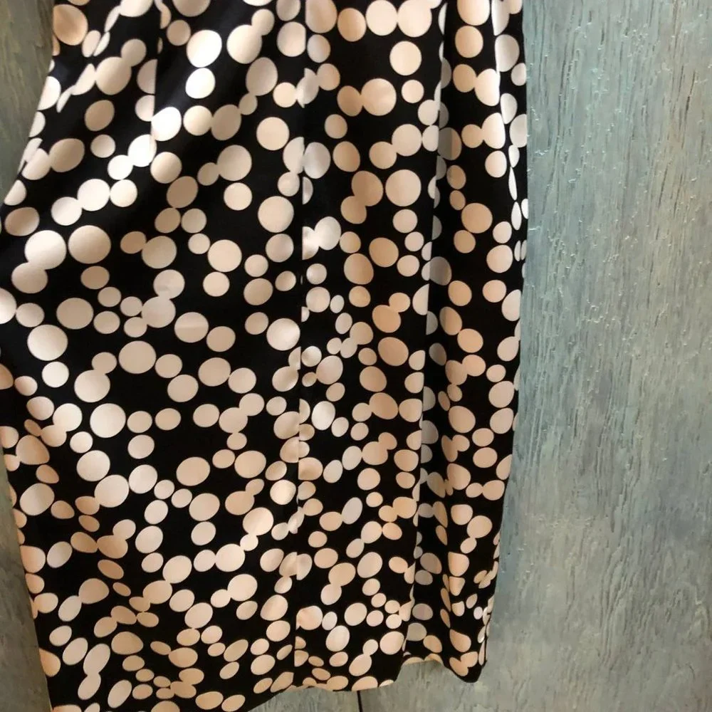 Maggy London Satin Polka Dot MIDI Dress Black and White Size 8 - Picture 8 of 16